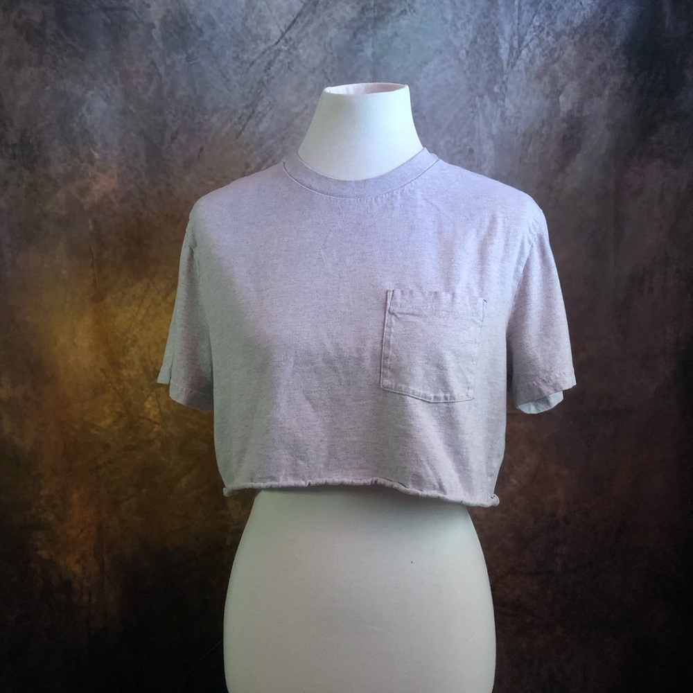Women's Crop Pocket Tee - heather grey